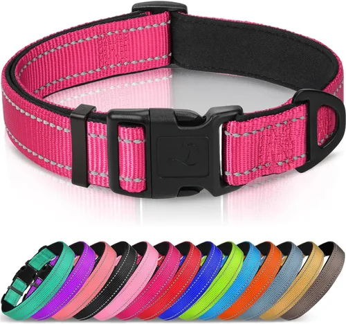 Vista 19 de Joytale - Collar reflectante para perro, collar de nailon transpirable con acolchado de neopreno suave para mascotas, ajustable para cachorros