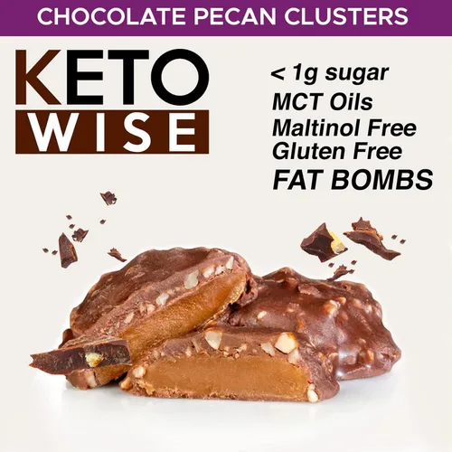 Vista 4 de Keto Wise Fat Bombs - Clusters de Chocolate y Nuez Pecana - 16 paquetes de 1.13 oz cada uno