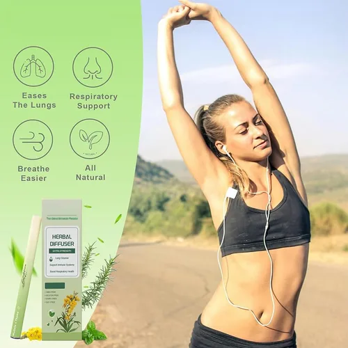 Vista 7 de Mullein - Pluma difusor de hierbas con extractos de gordolobo, tomillo y menta para desintoxicación pulmonar y ambientar el aire oral - 1 barra