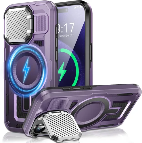 Vista 11 de Funda con soporte de cámara para iPhone 12 Pro Max, compatible con MagSafe, cubierta de lente, versión 2024, funda protectora suave de grado militar
