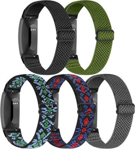 Vista 8 de Enkic Correa elástica para reloj, compatible con Fitbit Inspire 3/2/HR/Ace 2/3, correas de repuesto de nailon suave para mujeres y hombres