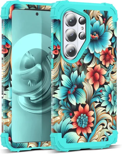 Vista 52 de Funda para Galaxy A14 5G Case, Patrón Floral 3 en 1 Protección Resistente de Servicio Pesado a Prueba de Golpes Parachoques de Goma de Silicona