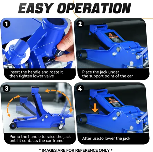 Vista 7 de Auto Dynasty Gato de piso de perfil bajo de 4 toneladas, gato hidráulico de acero resistente para automóvil con bomba de elevación rápida