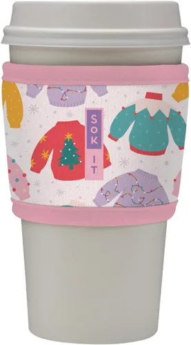 Vista 107 de Sok It HotSok Coffee & Tea - Funda de neopreno con aislamiento reutilizable (floral abstracto)