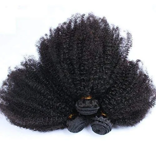 Vista 4 de Paquetes de cabello humano Mongolian Afro Kinky Curly de 8 8 8 pulgadas 4B 4C Cabello afro kinky a granel, cabello humano virgen, cabello rizado