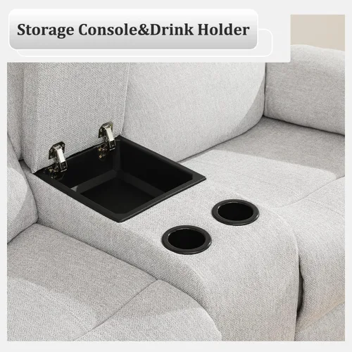 Vista 85 de Juego de sofá reclinable para sala de estar, juego de muebles de 2 piezas, sofá reclinable de 3 asientos y sofá biplaza con portavasos y consola