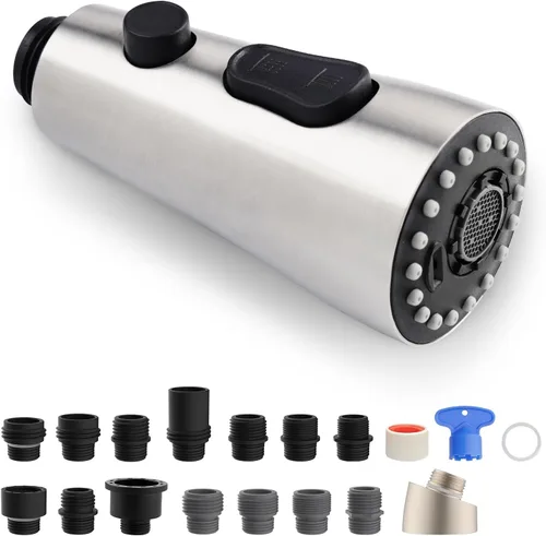 Vista 8 de iFealClear Reemplazo universal de cabezal de grifo de cocina, 3 modos de cabezal rociador de grifo extraíble, compatible con Moen Delta, equipado