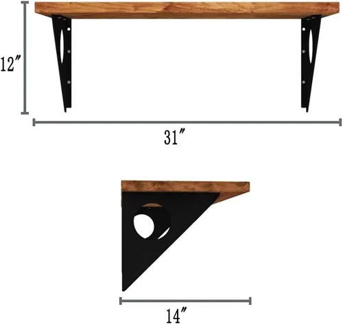 Vista 22 de Mesa rústica industrial para montar en la pared, escritorio de mesa de comedor, mesas de bar de madera de pino para montar en la pared