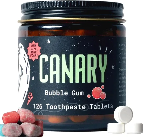 Pasta de dientes en tabletas Canary Nano Hidroxiapatita de burbujas de chicle - Remineralizante, sin flúor, pastillas totalmente naturales con