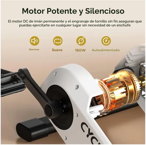 Vista 2 de CYCPLUS Mini ejercitador de pedal DC1, motor sin escobillas autoalimentado de 160 W, modo ERG y sincronización de aplicaciones, resistencia