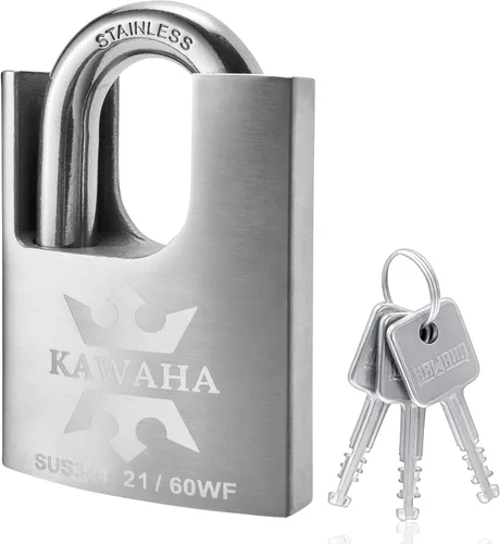 Vista 14 de 21/40-2PS Candado con Funda de Acero Inoxidable de Alta Seguridad con Llave de Acero Inoxidable para Uso en Interior y Exterior