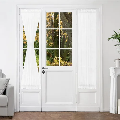 HOMEIDEAS Cortinas para ventana de puerta lateral con bolsillo para barra para ventana pequeña, 2 paneles de cortina lateral filtrante de luz para