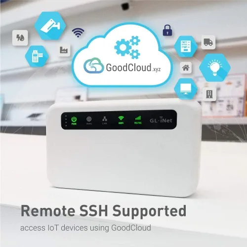 Vista 4 de GL.iNet GL-XE300 (Puli) 4G LTE Puerta de enlace industrial IoT, enrutador/punto de acceso/extensor/WDS, OpenWrt, batería de 5000mAh, OpenVPN, SSH