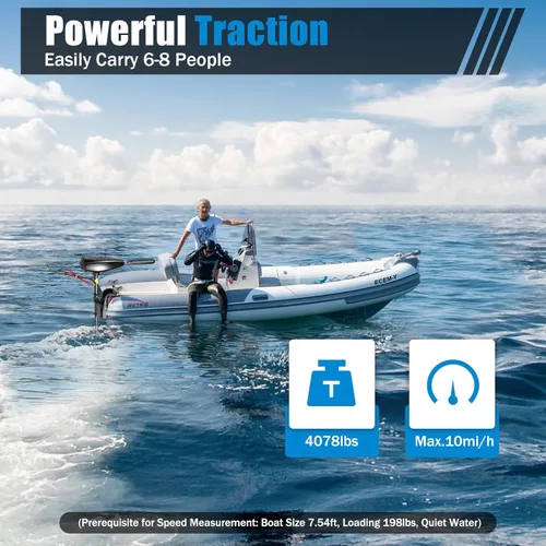 Vista 4 de Motor de arrastre eléctrico de empuje de 12 V, 800 W, 1.2 HP, motor de arrastre de agua salada montado en el popa con mango ajustable para kayaks