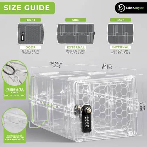 Vista 4 de Urban August Caja de seguridad para alimentos y medicinas, combinación doble y caja de bloqueo con llave, hecha de plástico de grado industrial
