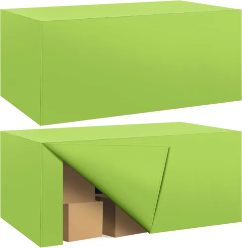 Vista 27 de Paquete de 2 manteles ajustados para mesa rectangular de 4 pies, 48 x 24 pulgadas, cubiertas de mesa verde manzana, tela de poliéster resistente al