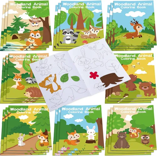 Faccito Paquete de 24 mini libros para colorear para niños, recuerdos de fiesta para niños en edad preescolar, recuerdos de fiesta de cumpleaños a