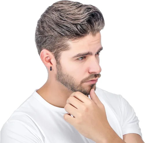 Vista 7 de Jstyle Pendientes de aro pequeños únicos de acero inoxidable para hombre, 1 par
