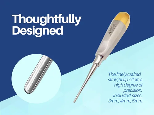 Vista 4 de ARTMAN INSTRUMENTS Elevadores de extracción recta dental - Elevadores de punta de raíz y gubia de 0.079 in, 0.118 in, 0.157 in, acero inoxidable