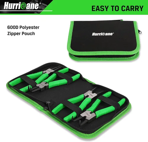 Vista 7 de HURRICANE Juego de 4 alicates de anillo a presión, kit de alicates de clip de 7 pulgadas interno y externo, alicates de mandíbula recta y doblada