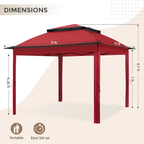 Vista 5 de COOS BAY Cenador de repuesto de 11 x 11 pulgadas con ventilación de aire, cubierta superior de poliéster, color rojo
