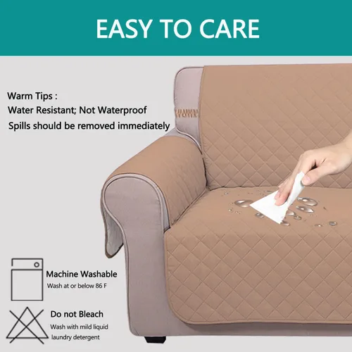 Vista 5 de U-NICE HOME - Funda para sofá reversible, con correas elásticas, resistente al agua, para proteger muebles contra mascotas o perros, para sofá de 3