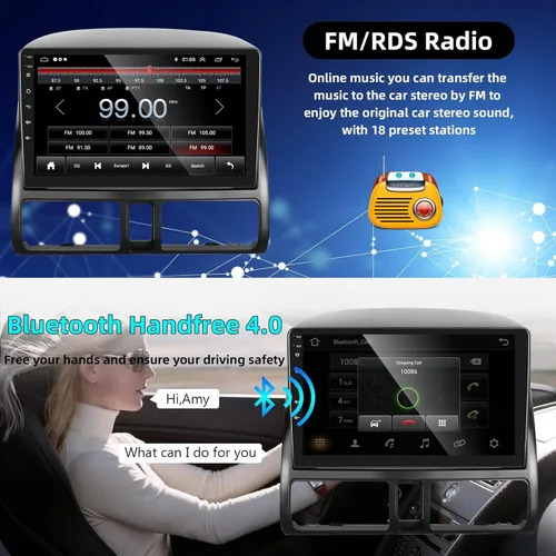 Vista 8 de Radio Estéreo de Coche con Audio HiFi para Honda CRV 2002-2006, Pantalla Táctil HD de 9 Pulgadas Android 13 GPS WiFi Bluetooth FM/RDS Cámara