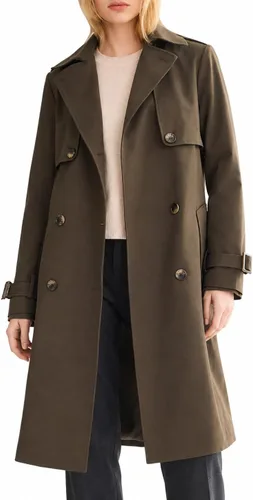 Vista 13 de Orolay Chaqueta de gabardina de 3/4 de longitud para mujer, chaqueta con solapa de doble botonadura con cinturón Beige