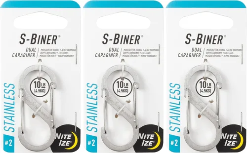 S-Biner Pet ID Tag Holder [Juego de 3] Tamaño: 3.26" H x 2" W x 0.5" D, Color: Acero inoxidable
