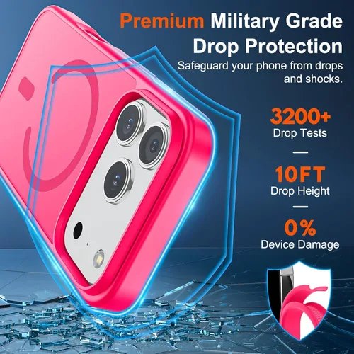 Vista 811 de SUPFINE - Funda magnética para iPhone 13 Pro Max (compatible con MagSafe), (protección contra caídas de grado militar de 10 pies), delgada, Negro