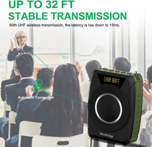 Vista 6 de Amplificador de voz Bluetooth 5.0 con micrófono inalámbrico, micrófono personal impermeable, amplificador de voz inalámbrico, megáfono portátil