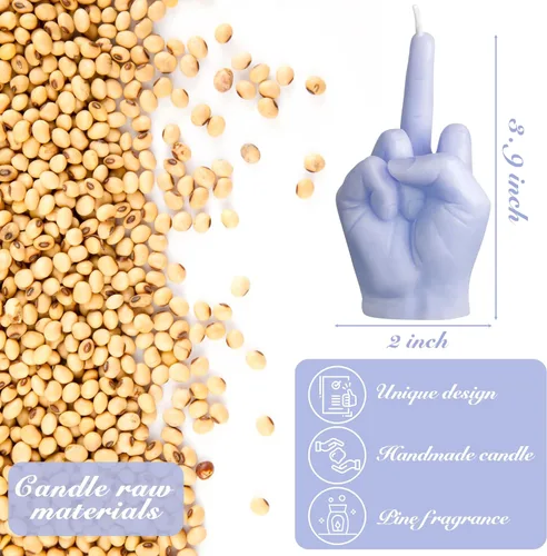Vista 3 de Vela Perfumada con Forma de Dedo Medio Rosa Intenso Estética Danesa Pastel Decoración de Habitación Velas de Fragancia de Pino Cera de Soja Vegana