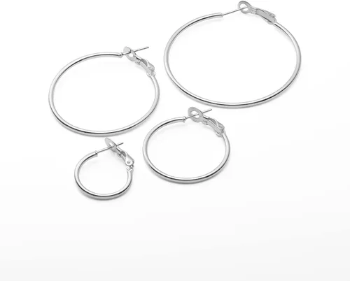 Vista 2 de Tienda Collection Sterling Silver or Gold plated Lightweight Paddle Back Hoop Earrings
