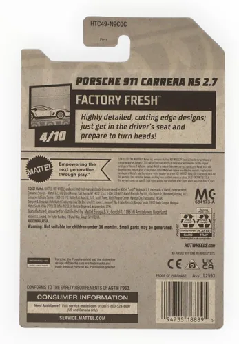 Vista 2 de Mattel Hot Wheels Porsche 911 Carrera RS 2.7, Factory Fresh 4/10 [Amarillo] 46/250