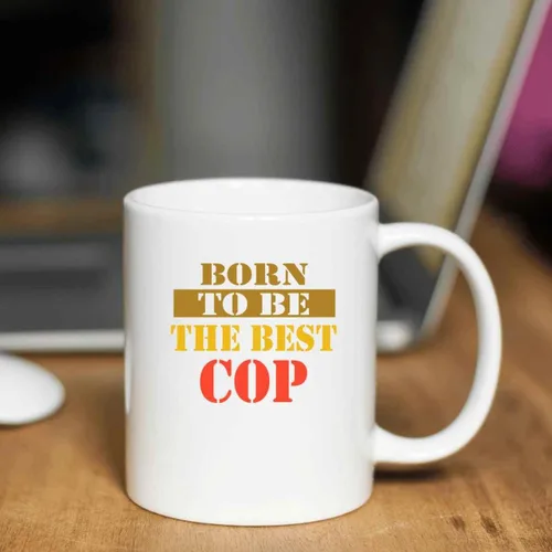 Vista 2 de Police-themed Gift, Perfect for Mother's Appreciation Day - Born To Be the Cop, Funny Quote on Large 11 Oz White Ceramic Coffee Mug