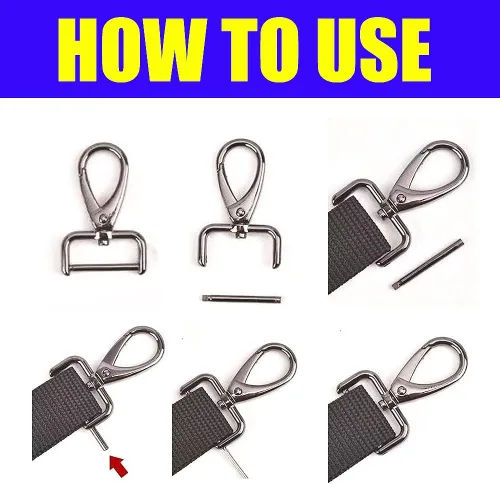 Vista 3 de Broches de pinza de langosta de 1 pulgada/0.984 in, ganchos giratorios para correa, clip para llavero, ganchos de cierre giratorio desmontables