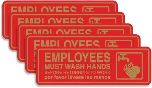 Vista 26 de Standard Employees Must Wash Hands - Letrero para puerta/pared, color negro, pequeño
