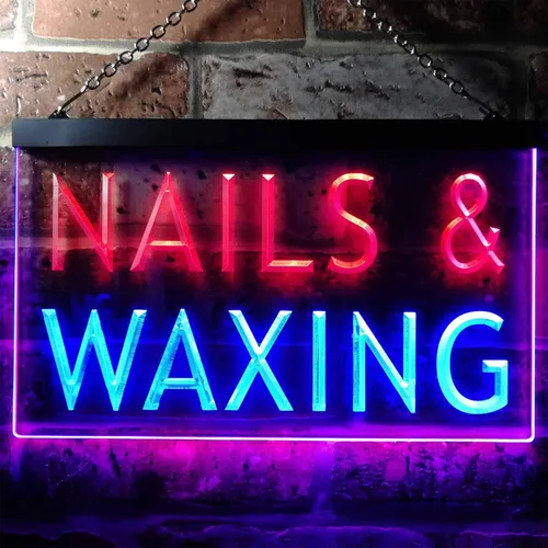 Vista 2 de ADVPRO Nails Waxing Beauty Salon Display Dual Color LED Neon Sign Blue & Red 12" x 8.5" st6s32-i0358-br