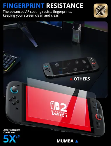 Vista 5 de Mumba Screen Protector for Nintendo Switch 2 with Auto-Alignment Kit, 2 Pack 9H Tempered Glass Ultra-Thin Transparent HD Clear, Scratch and Crack