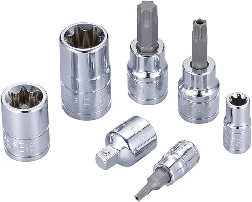 Vista 4 de 37 piezas S2 Star Bit Socket y juego de zócalo externo, 1/4 pulgadas, 3/8 pulgadas y 1/2 pulgadas - (T8- T55 /TT8 - TT55, E4- E18)