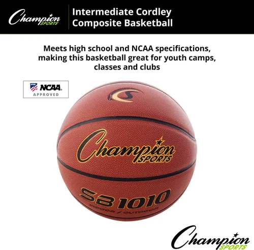 Vista 2 de Champion Sports Composite Basketball – Indoor/Outdoor Play – Official, Intermediate & Junior Sizes – Durable Grip & Air Retention