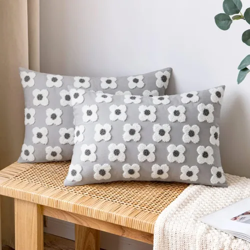 Vista 37 de EMEMA - Juego de 2 fundas decorativas para almohada de otoño, amarillas, de 18 x 18 pulgadas, con diseño de girasol jacquard y margaritas, funda