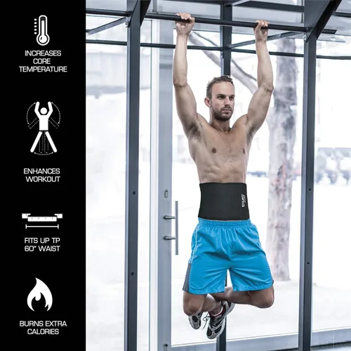 Vista 4 de Aduro - Cinturón de entrenamiento de cintura para hombres y mujeres, cinturón de sudor, moldeador de cuerpo, cinturón de ejercicio