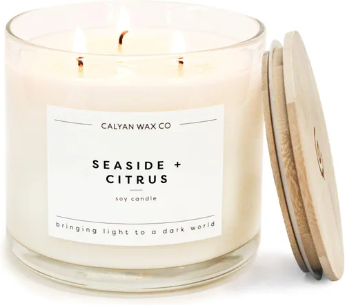 Vista 21 de Calyan Wax Co. Evergreen & Eucalyptus - Vela perfumada de 3 mechas – 43 horas de combustión – Velas de soja de lujo de 3 mechas – Velas de cera