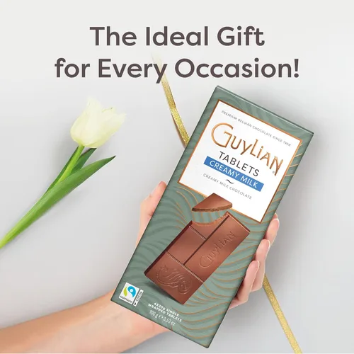 Vista 6 de GuyLian - Tableta de barra de chocolate con leche prémium de 3.53 onzas, chocolate gourmet cremoso belga, golosina de comercio justo, dulces