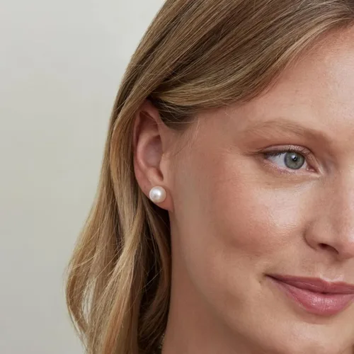 Vista 3 de THE PEARL SOURCE AAAA Quality 14K Gold Plated Sterling Silver White Freshwater Real Pearl Earrings for Women