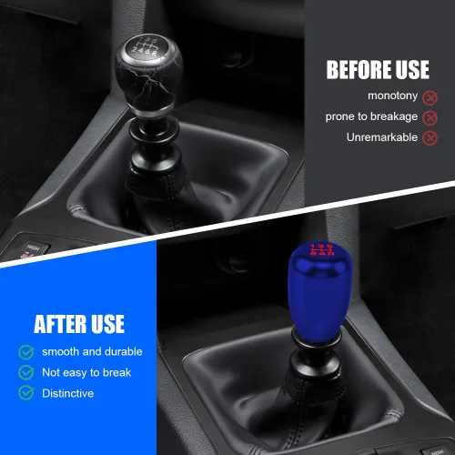 Vista 5 de Zufoty Pomos de palanca de cambios para automóvil, perilla de cambio de transmisión manual, perilla de palanca de cambios de 5 velocidades
