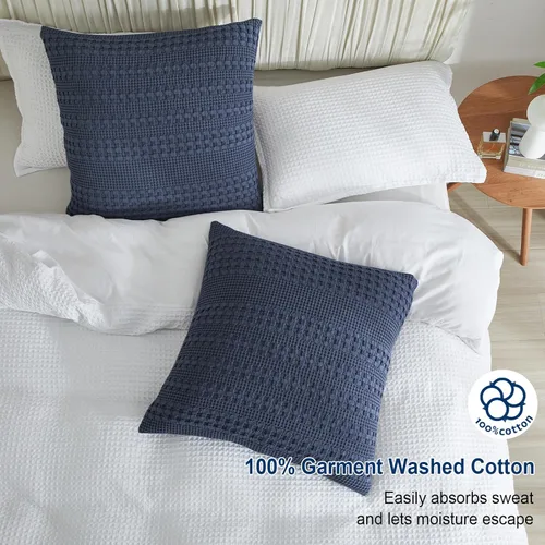 Vista 111 de PHF - Fundas de almohada 100% algodón con tejido gofre europeo, 26 x 26 pulgadas, 2 unidades para decoración elegante del hogar, para cama, sin