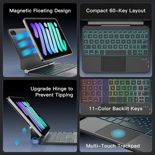 Vista 3 de Ultra Magic - Funda con teclado para iPad mini 7 (A17 Pro) y Negro