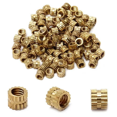 Vista 34 de Tuercas moleteadas de rosca hembra M2x3mm OD Tuercas de inserción roscadas de latón Tuercas de incrustación hidráulicas soldadas juntas Kit surtido